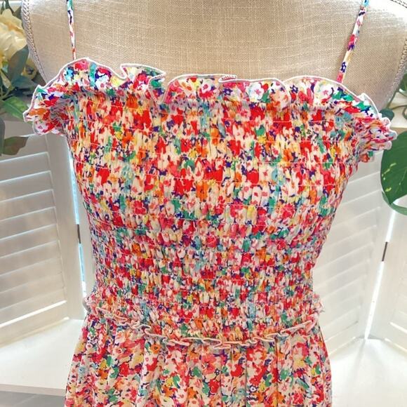 JESSICA SIMPSON NWOT MULTI COLOR FLORAL WITH SMOCKING SIZE LARGE - Picture 2 of 7